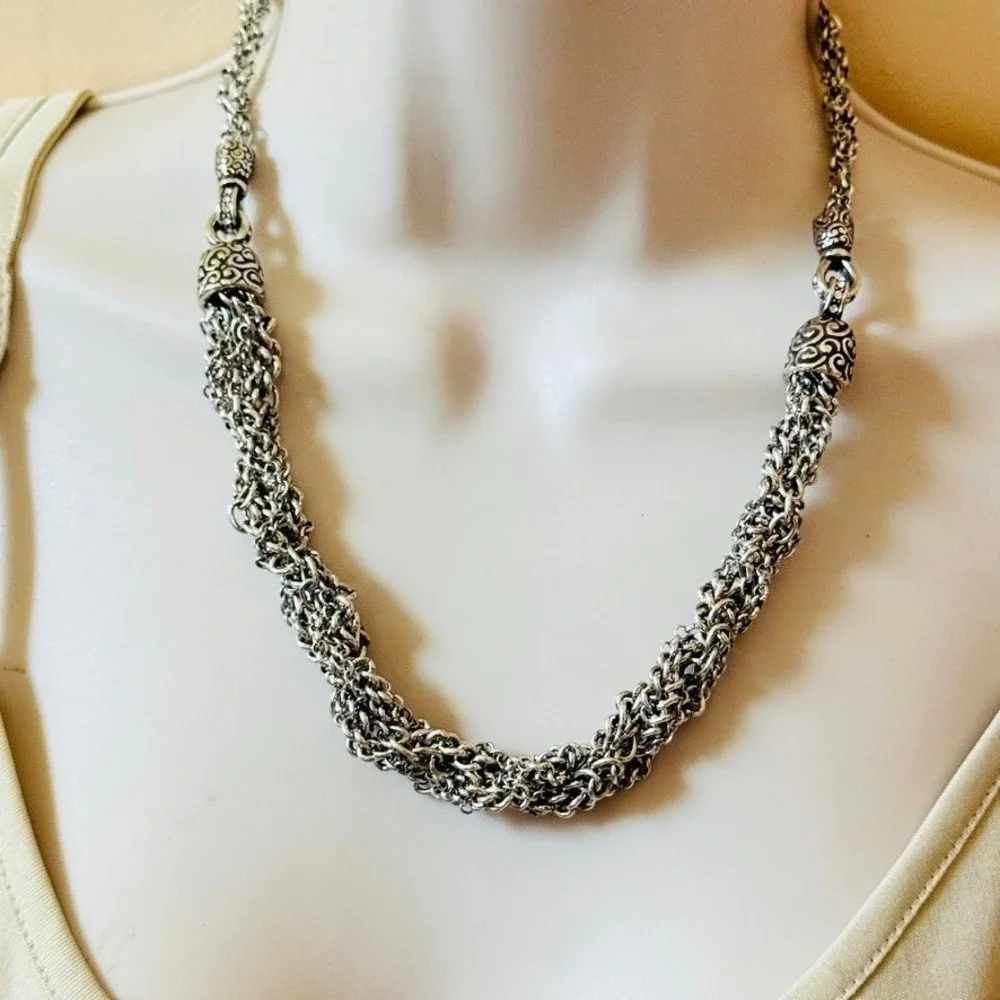Brighton‎ Cher Jazz Collar Necklace Silver Plated chain braided retired 21